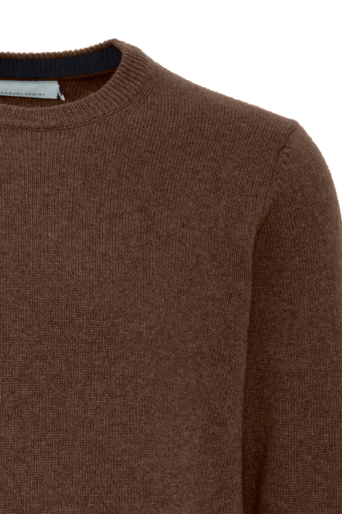 Casual Friday Karl Lambswool Crew Neck Knit Dark Brown Melange – produktbilde 3