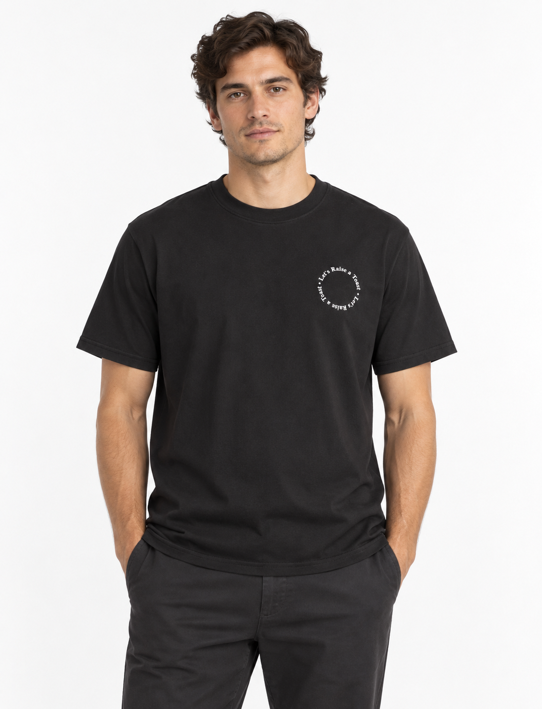 Solid Rue T-Skjorte True Black – modellbilde