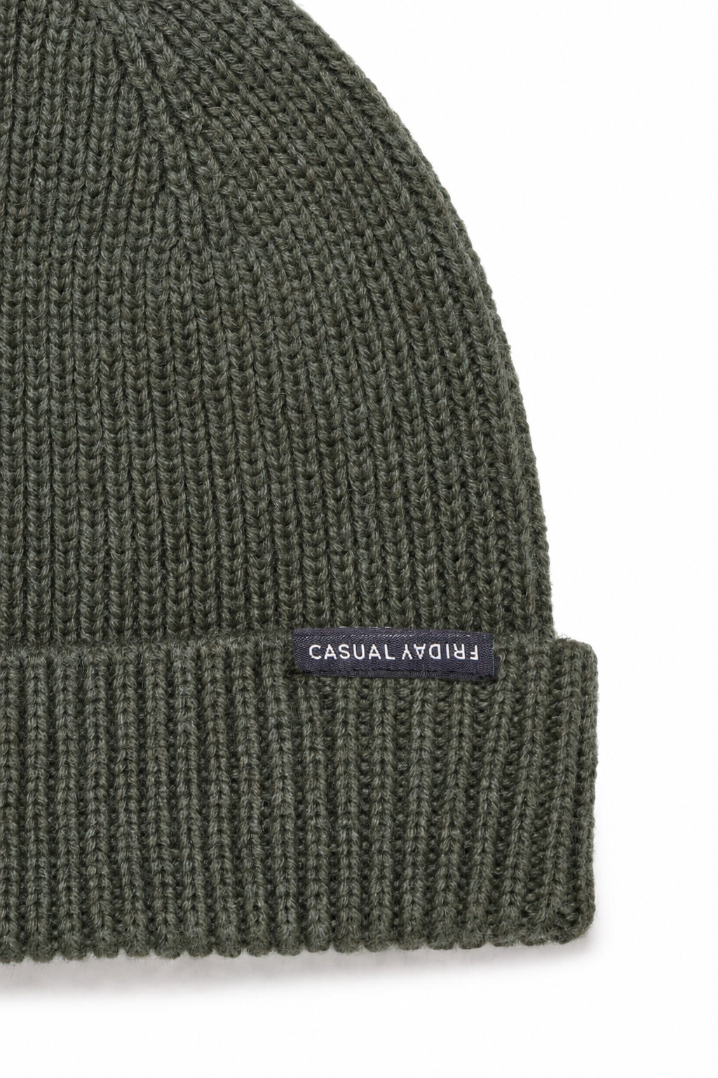 Casual Friday Alkin Rib Beanie Green Melange – detaljbilde