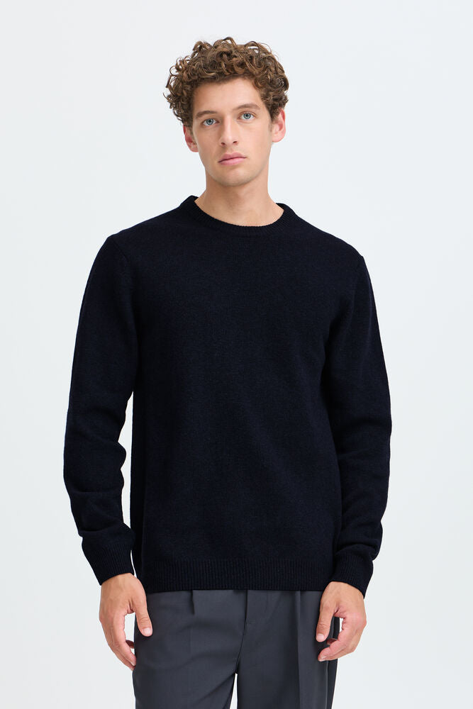 Casual Friday Karl Lambswool Crew Neck Knit Navy Melange – nærmeste dokumenterte farge: Navy Blazer – produktbilde 1