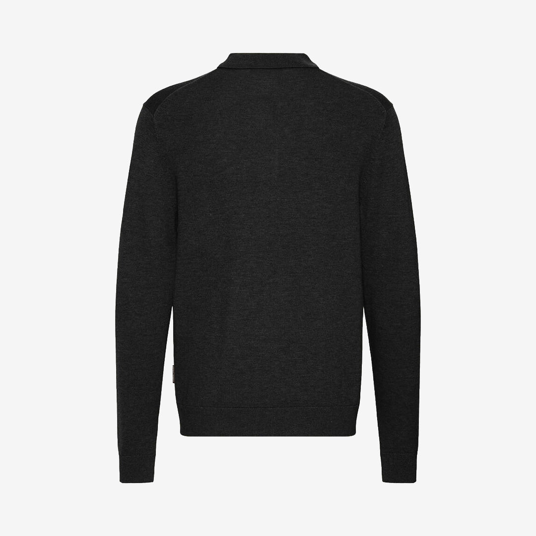 Casual Friday Rennes Polo Knit LS Black Melange – produktbilde 2