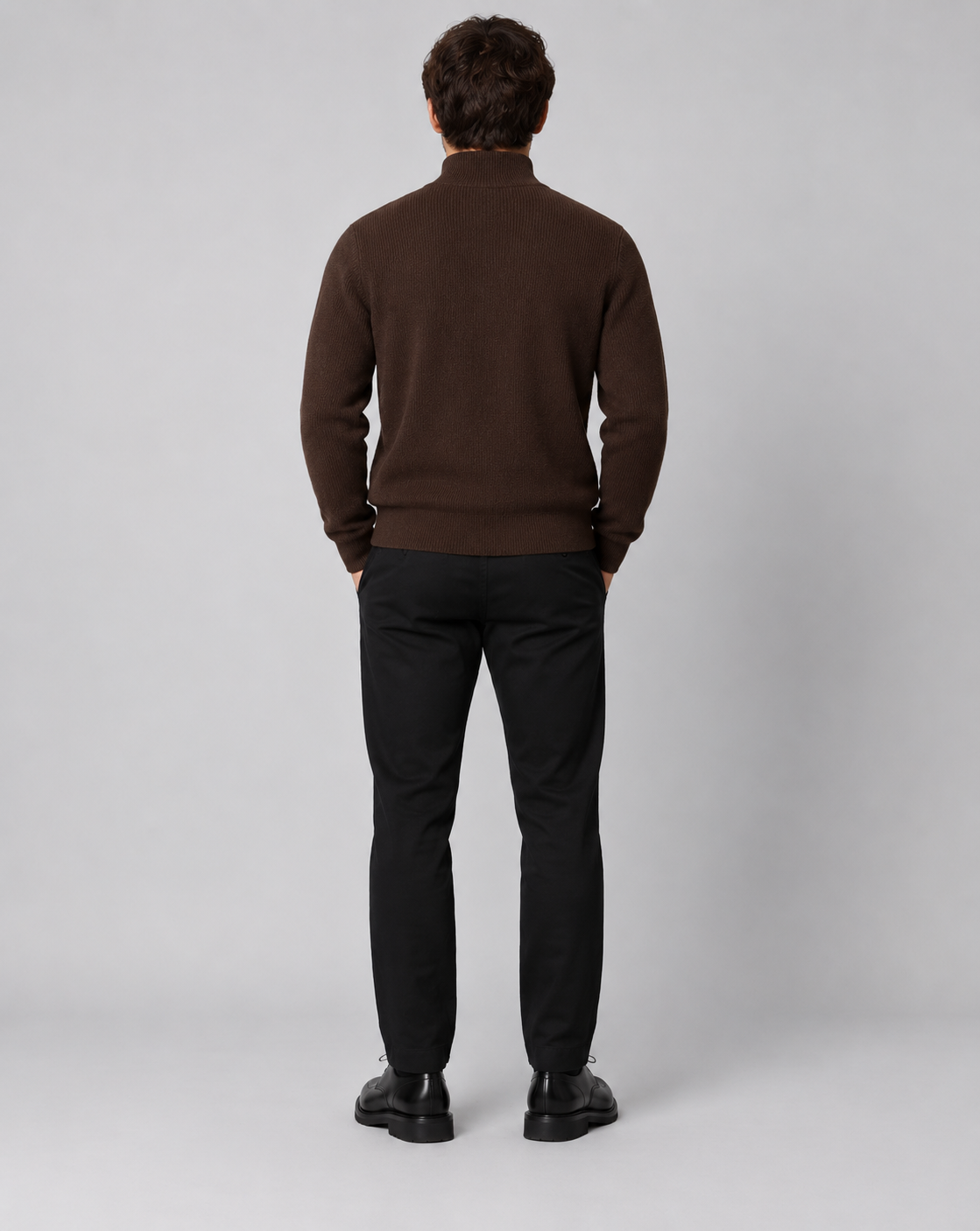Clean Cut Copenhagen Mario Half-Zip Knit Dark Brown – bilde 4