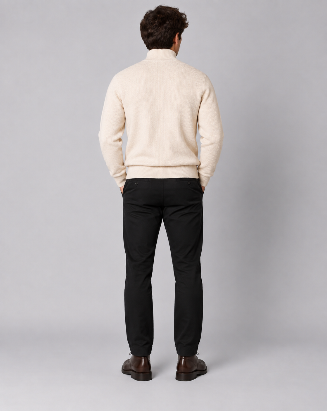 Clean Cut Copenhagen Mario Half-Zip Knit Ecru Melange – bilde 4