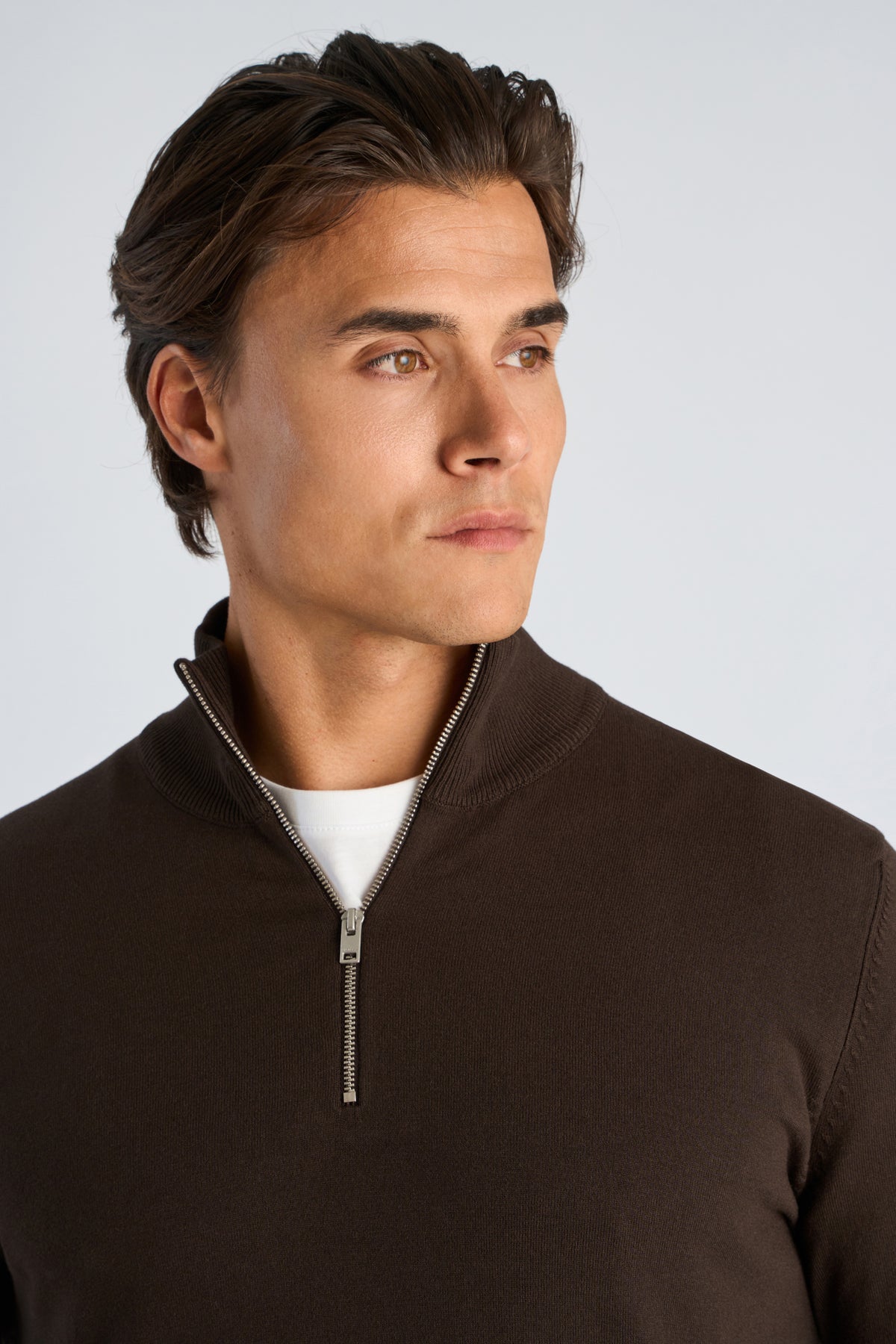 Lindbergh Half Zip Dark Brown – bilde 4