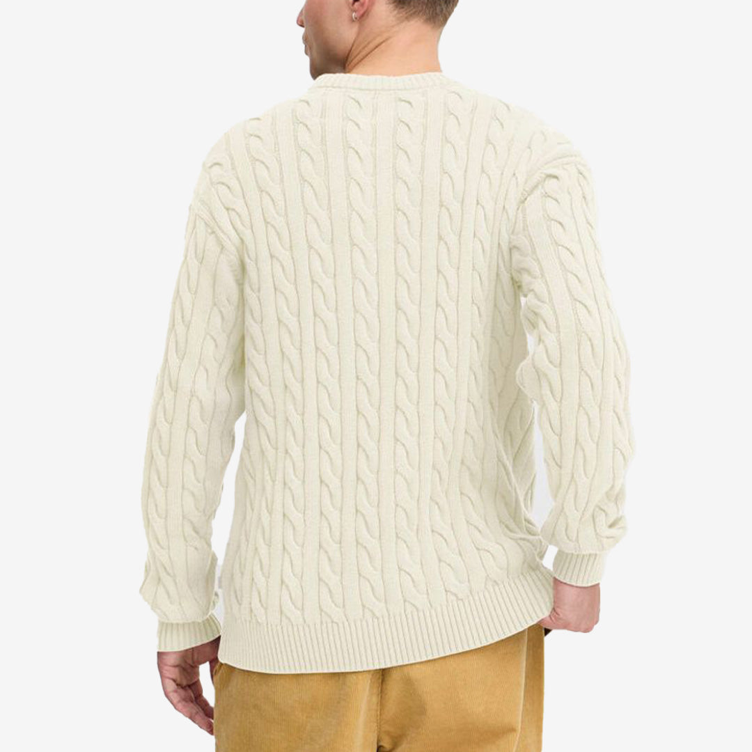 Solid Malcom Knitted Sweater Oatmeal – nærmeste dokumenterte fargevariant: Pristine – produktbilde 2