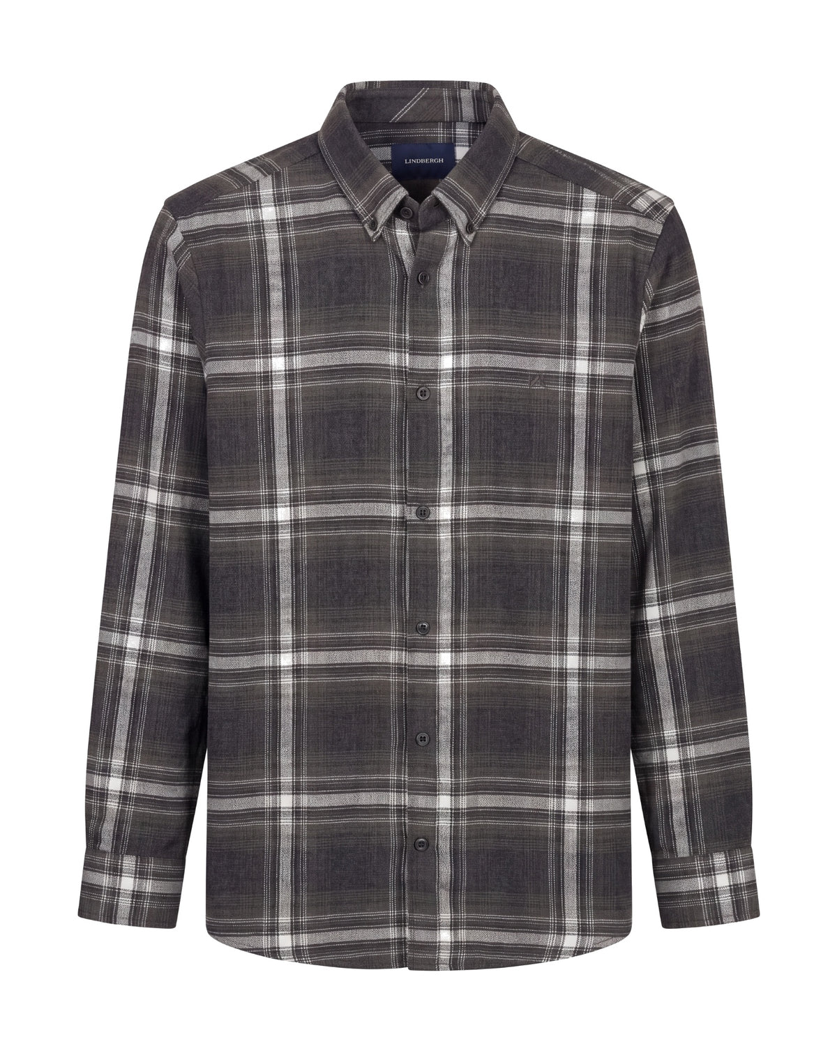 Lindbergh Check Flannel Shirt Dark Army – produktbilde 1