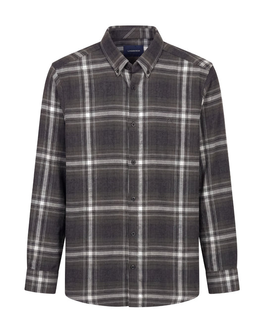 Lindbergh Check Flannel Shirt Dark Army – produktbilde 1