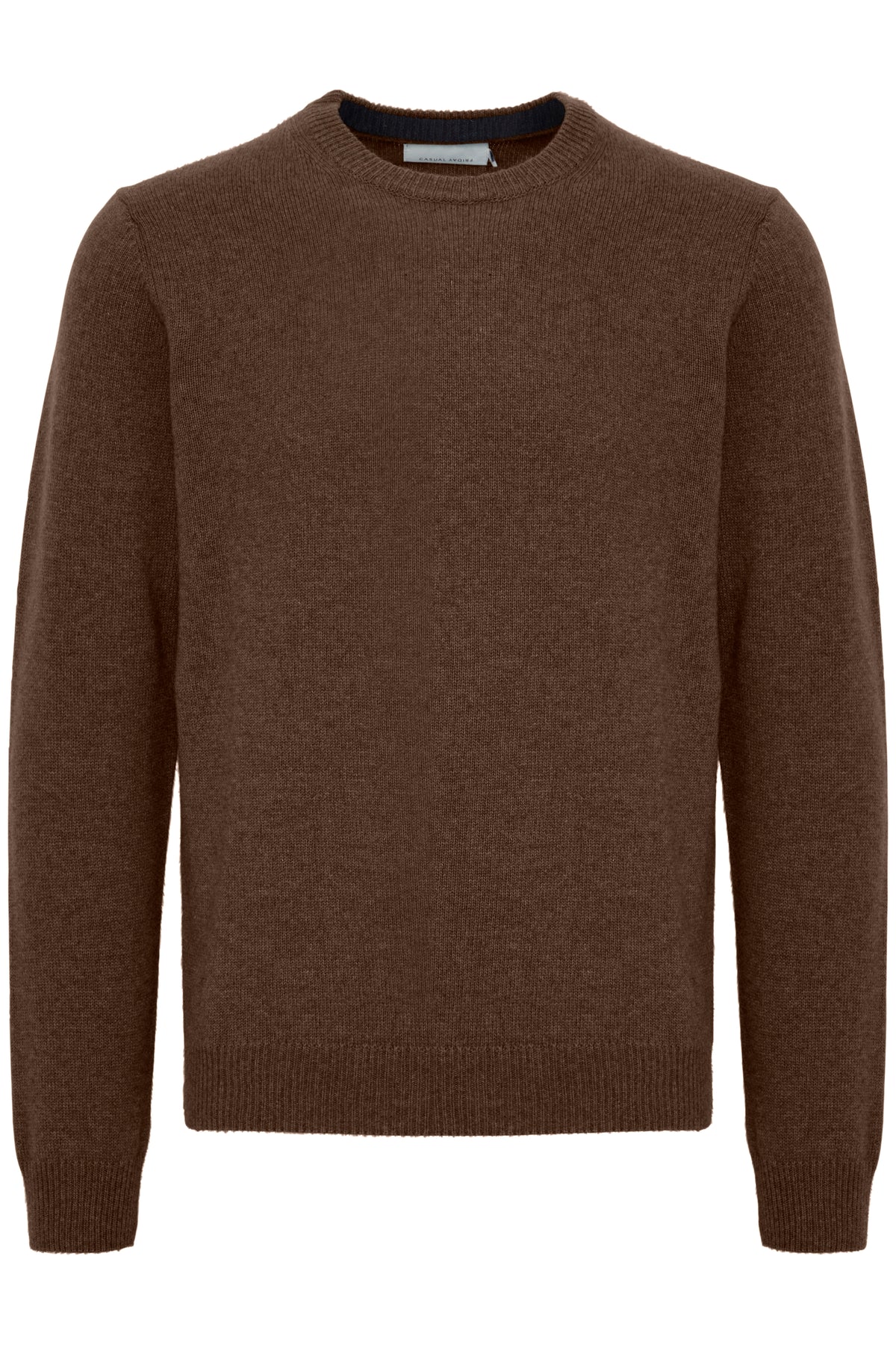 Casual Friday Karl Lambswool Crew Neck Knit Dark Brown Melange – produktbilde 1