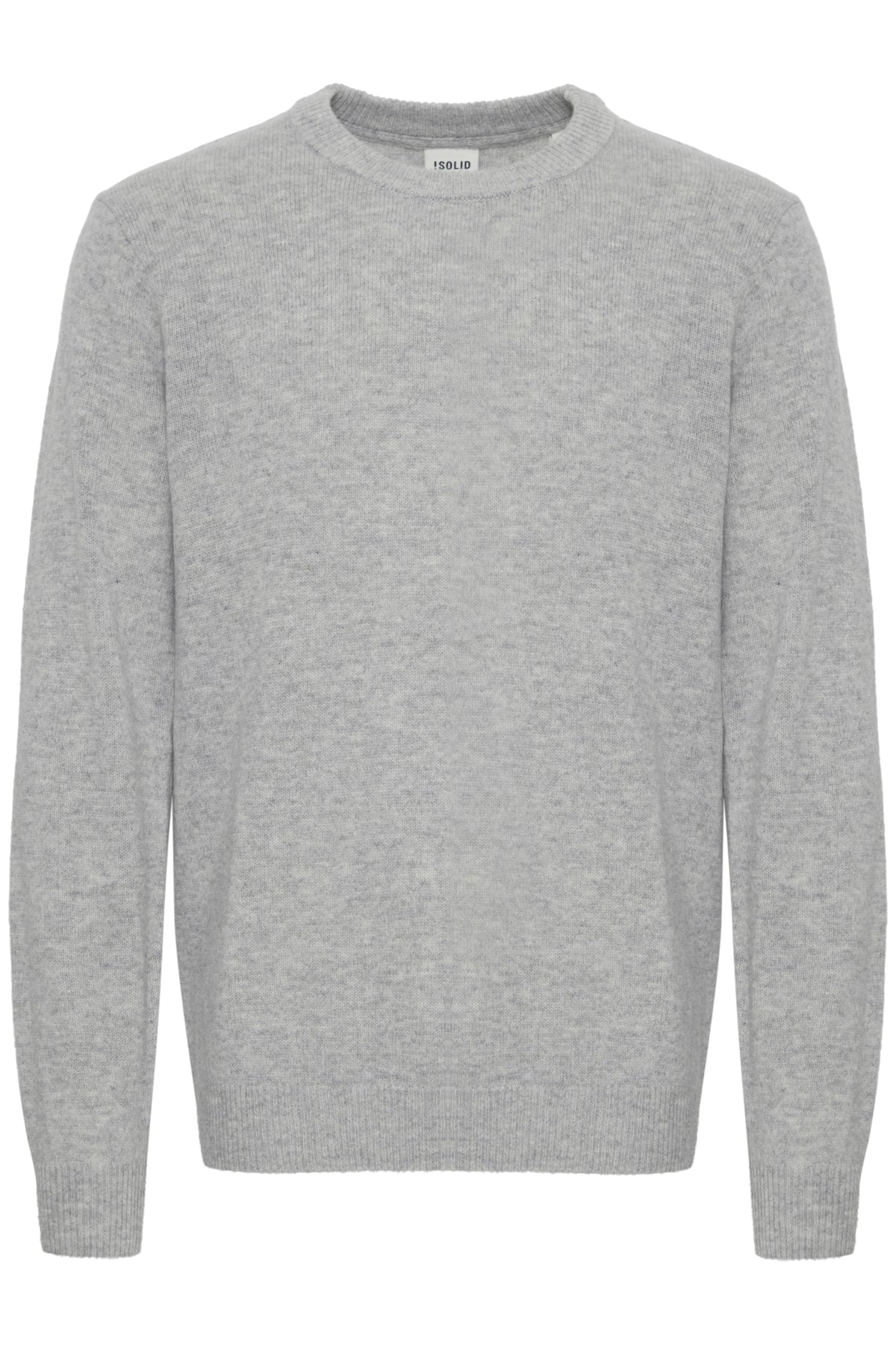 Solid Dyllon Wool O-Neck Knit Lt Grey Melange – produktbilde 1