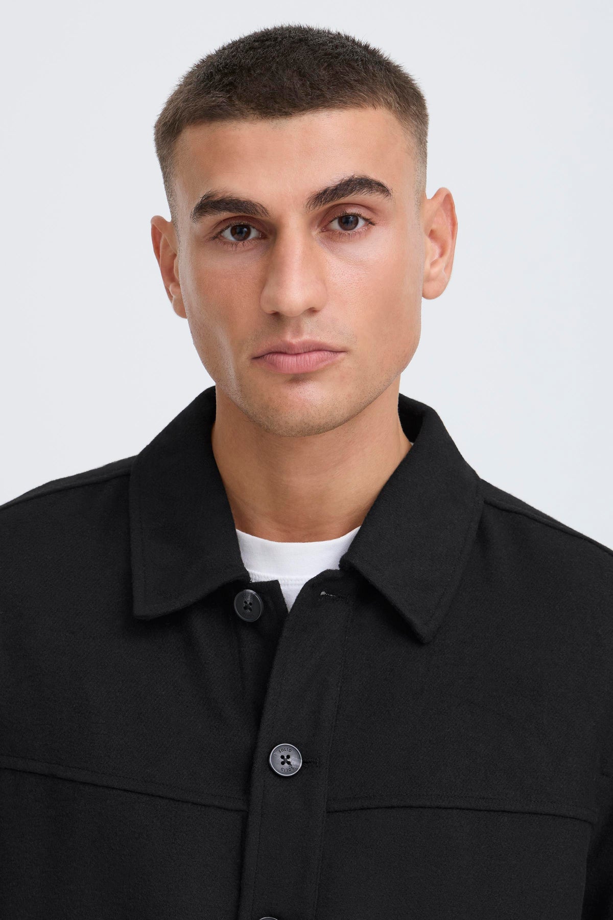 Solid Sonny Wool Overshirt Black – produktbilde 4