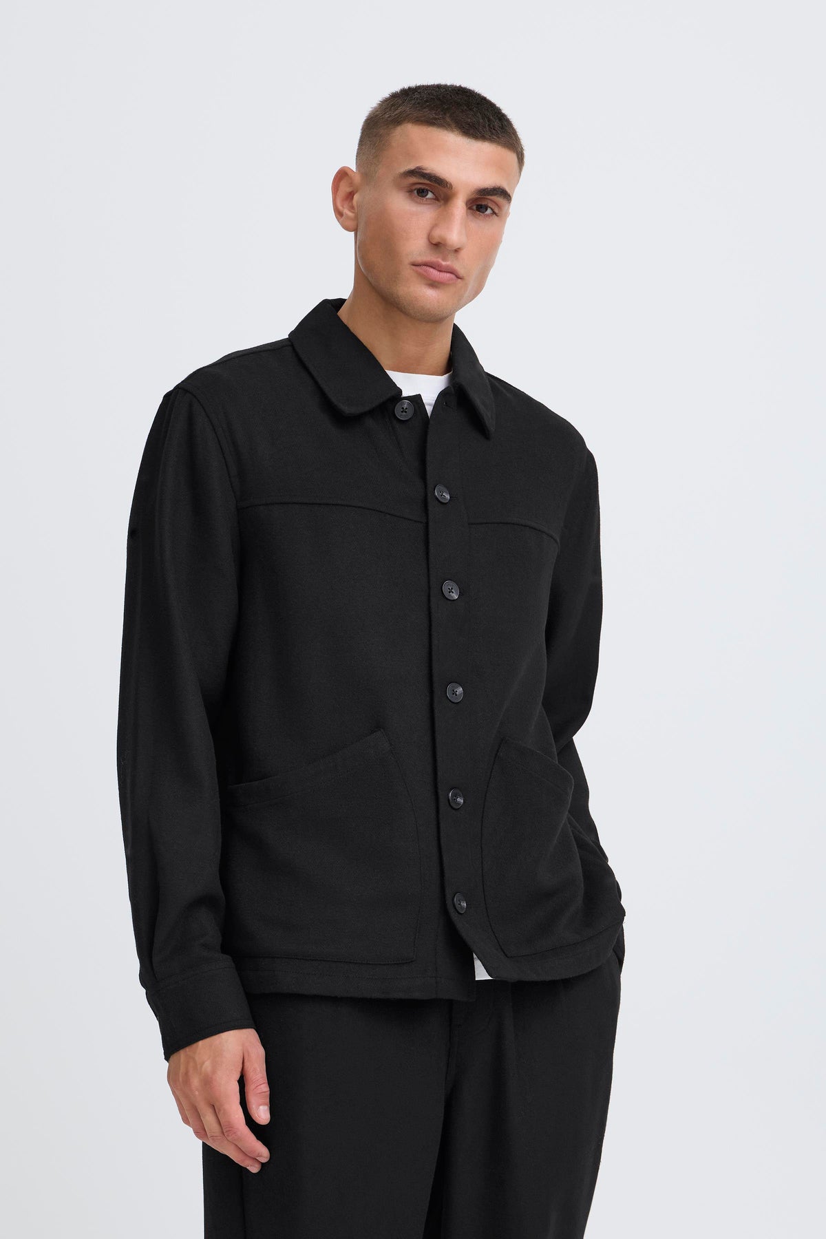 Solid Sonny Wool Overshirt Black – produktbilde 2