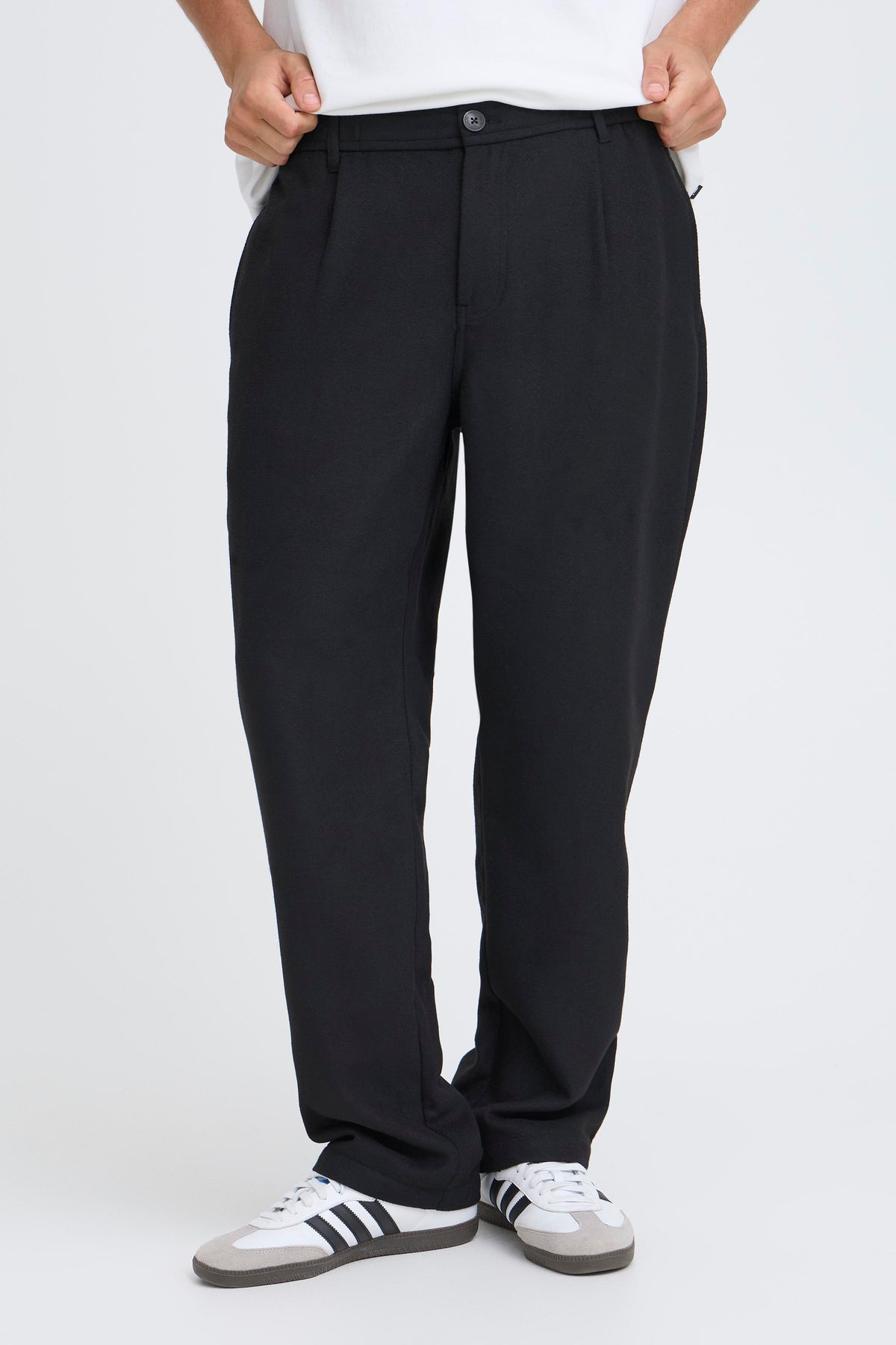 Solid Liam Elasticated Wool Pants Black – produktbilde 1