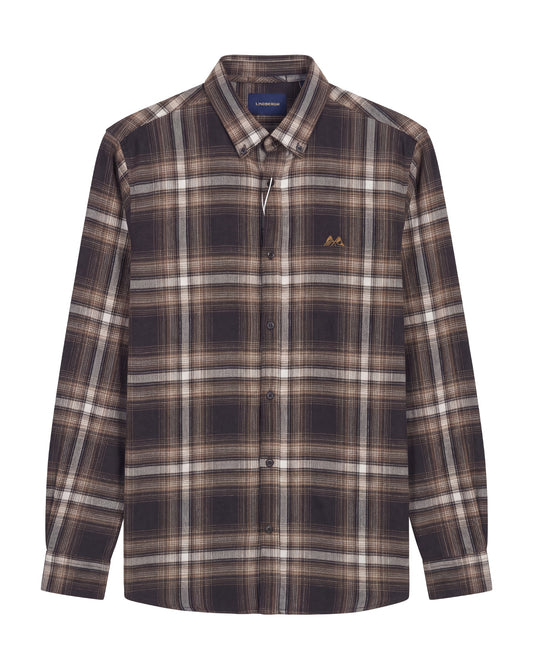 Lindbergh Check Flannel Shirt Dark Brown – produktbilde 1