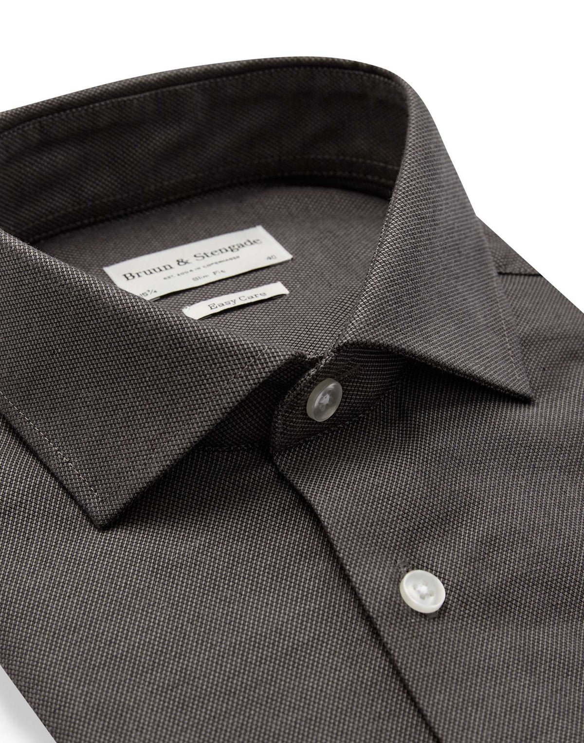 Bruun & Stengade Osemann Slim Fit Skjorte Dark Grey – detalj