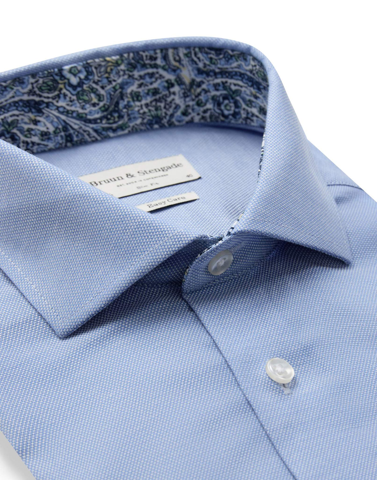 Bruun & Stengade Brunstrom Slim Fit Skjorte Light Blue – detalj