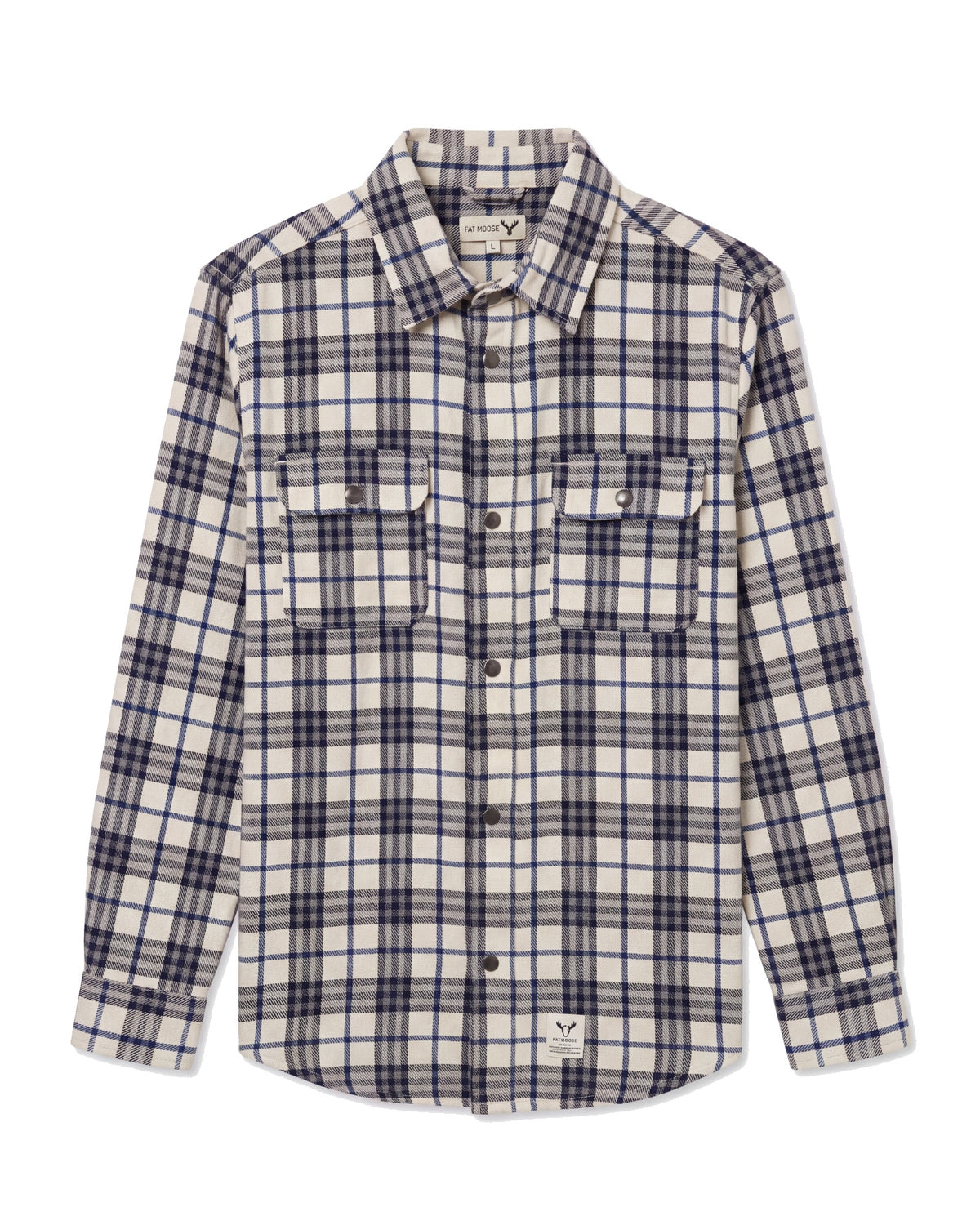 Fat Moose Adrian Cotton Check Shirt Ecru/Dark Navy – produktbilde 1