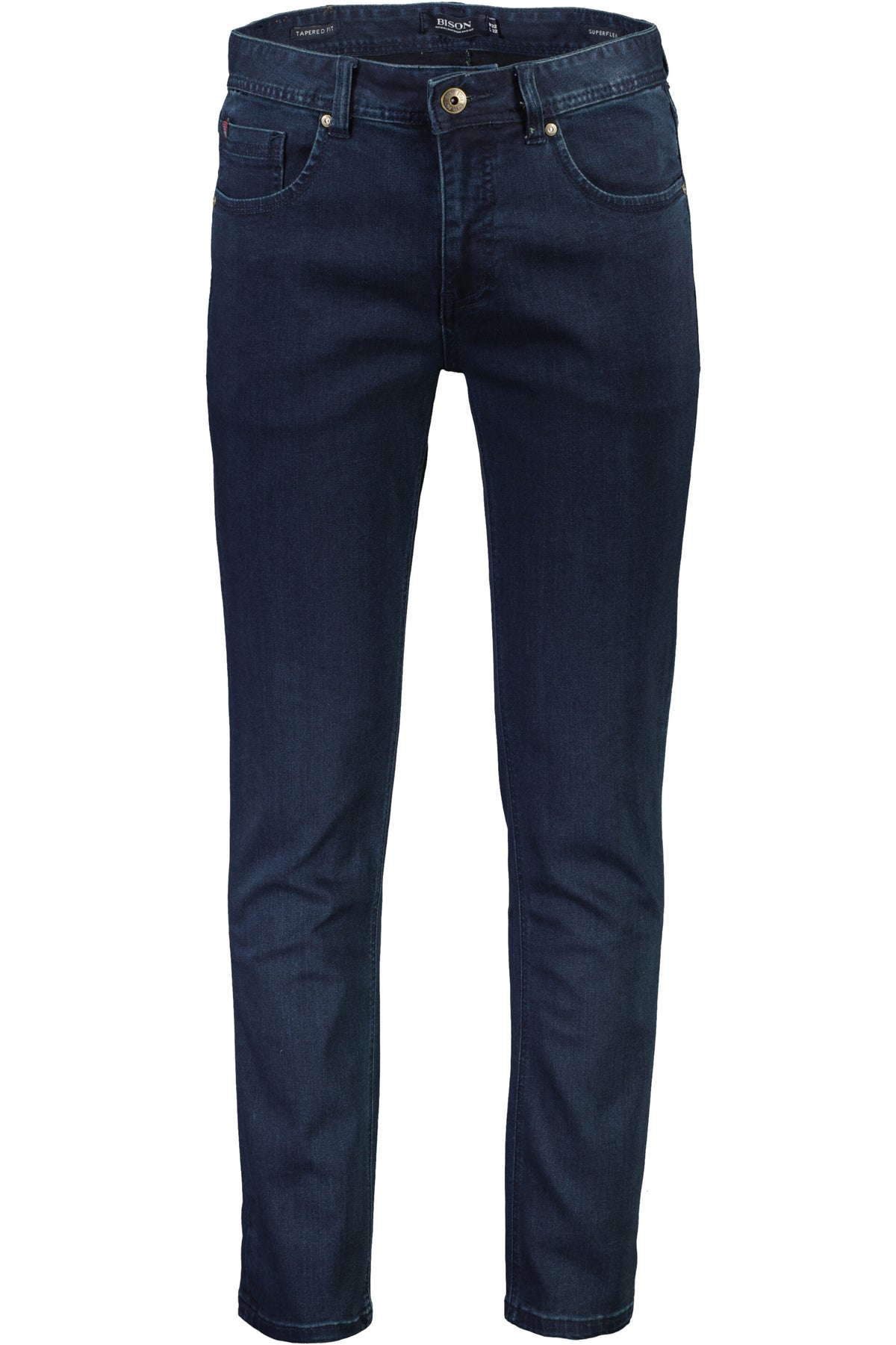 Bison Superflex Jeans Tapered Fit Fine Blue – rent produktbilde forside