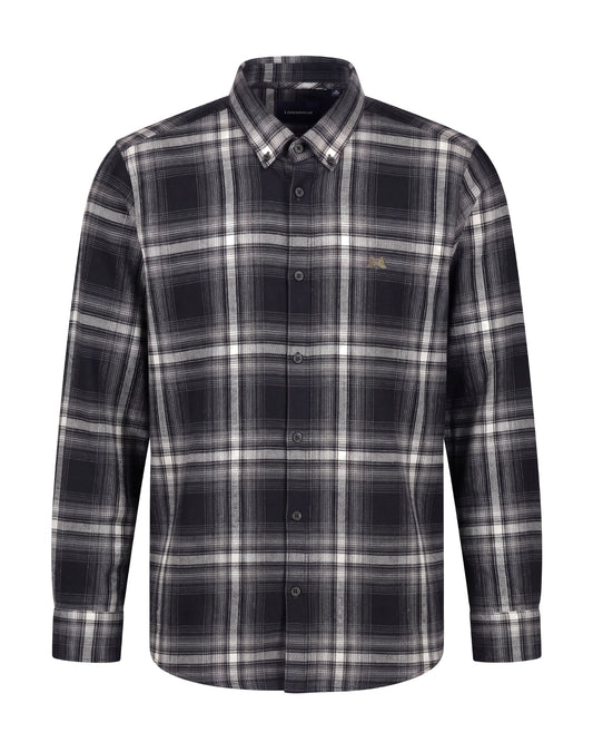 Lindbergh Check Flannel Shirt Black – produktbilde 1