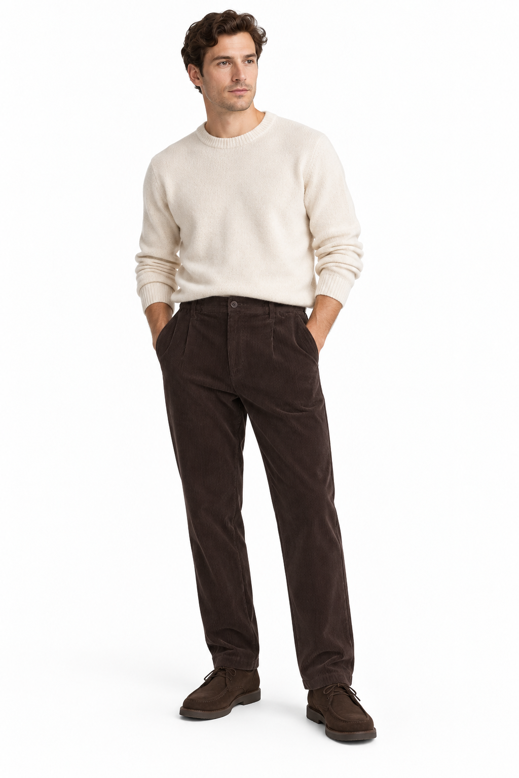 Casual Friday Marc 2.0 Cordbukse Seal Brown – modellbilde