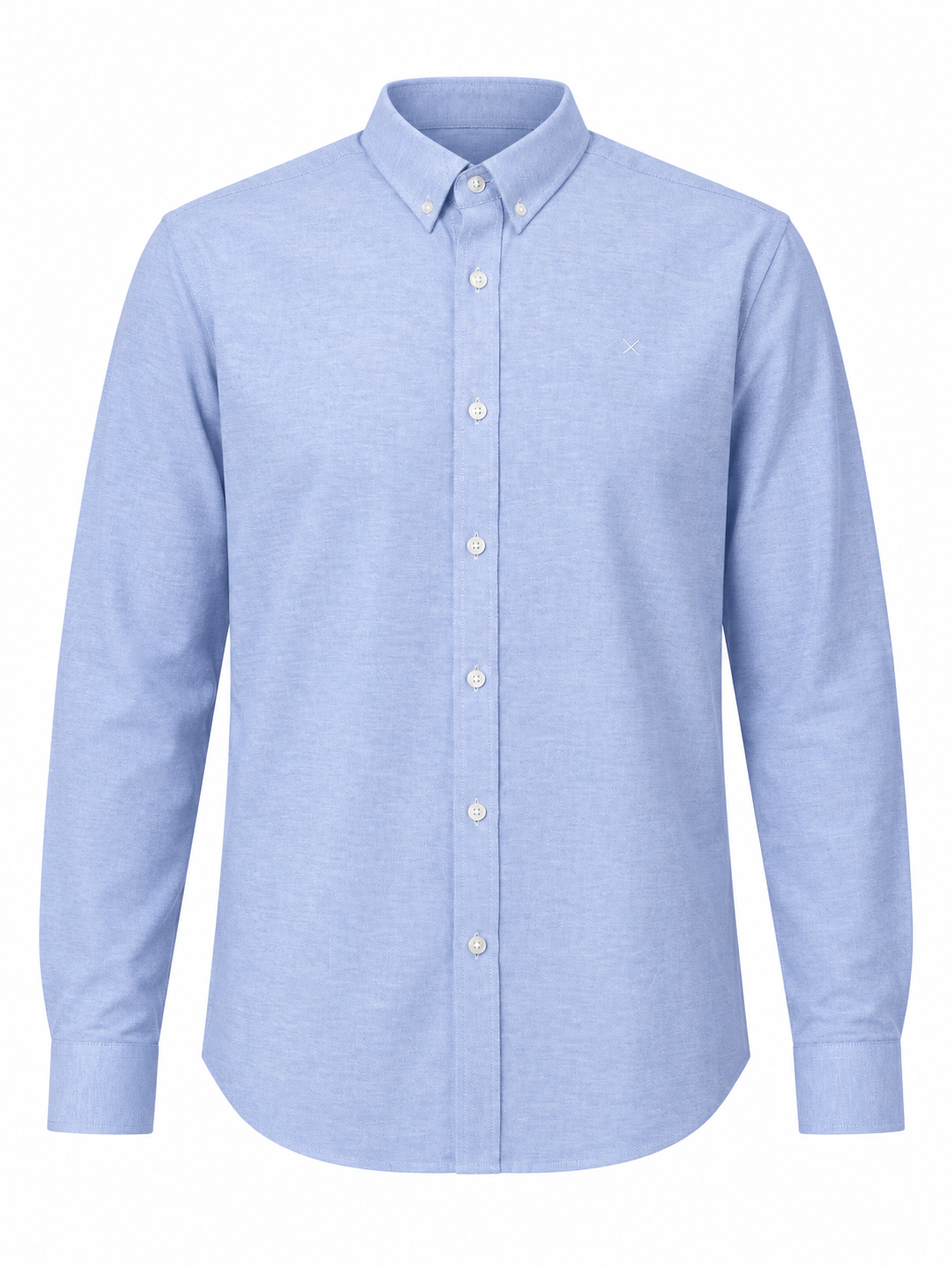 Clean Cut Copenhagen Oxford Stretch Plain Shirt Light Blue – produktbilde på hvit bakgrunn, AI-bearbeidet fra referansefoto
