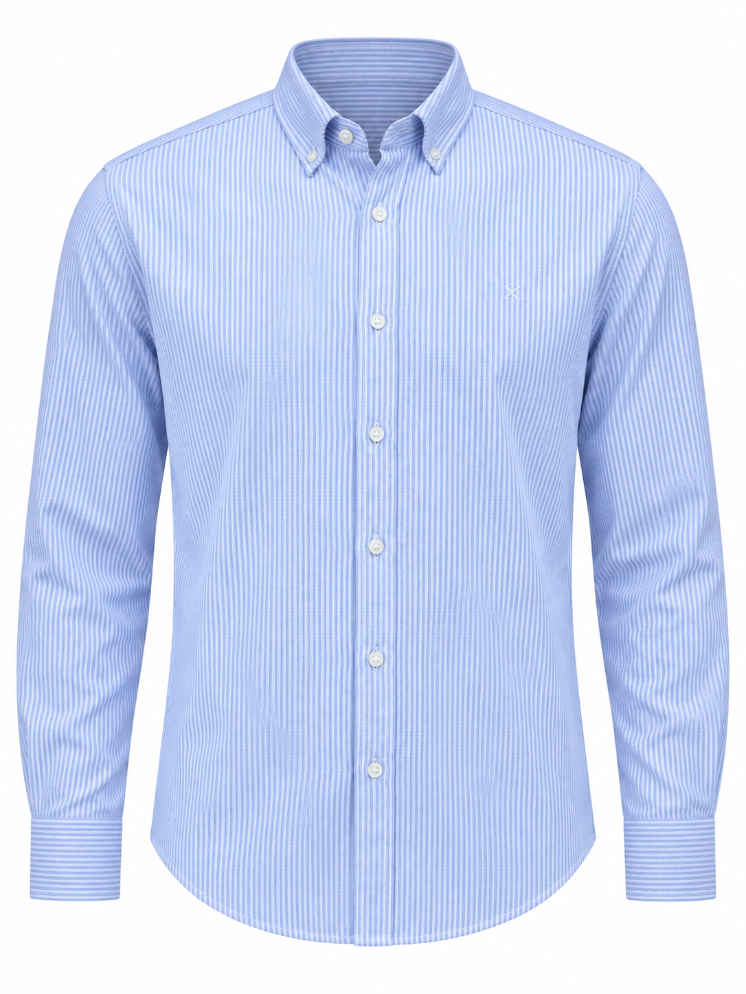 Clean Cut Copenhagen Oxford Stretch Stripe Shirt Light Blue – produktbilde på hvit bakgrunn, AI-bearbeidet fra referansefoto