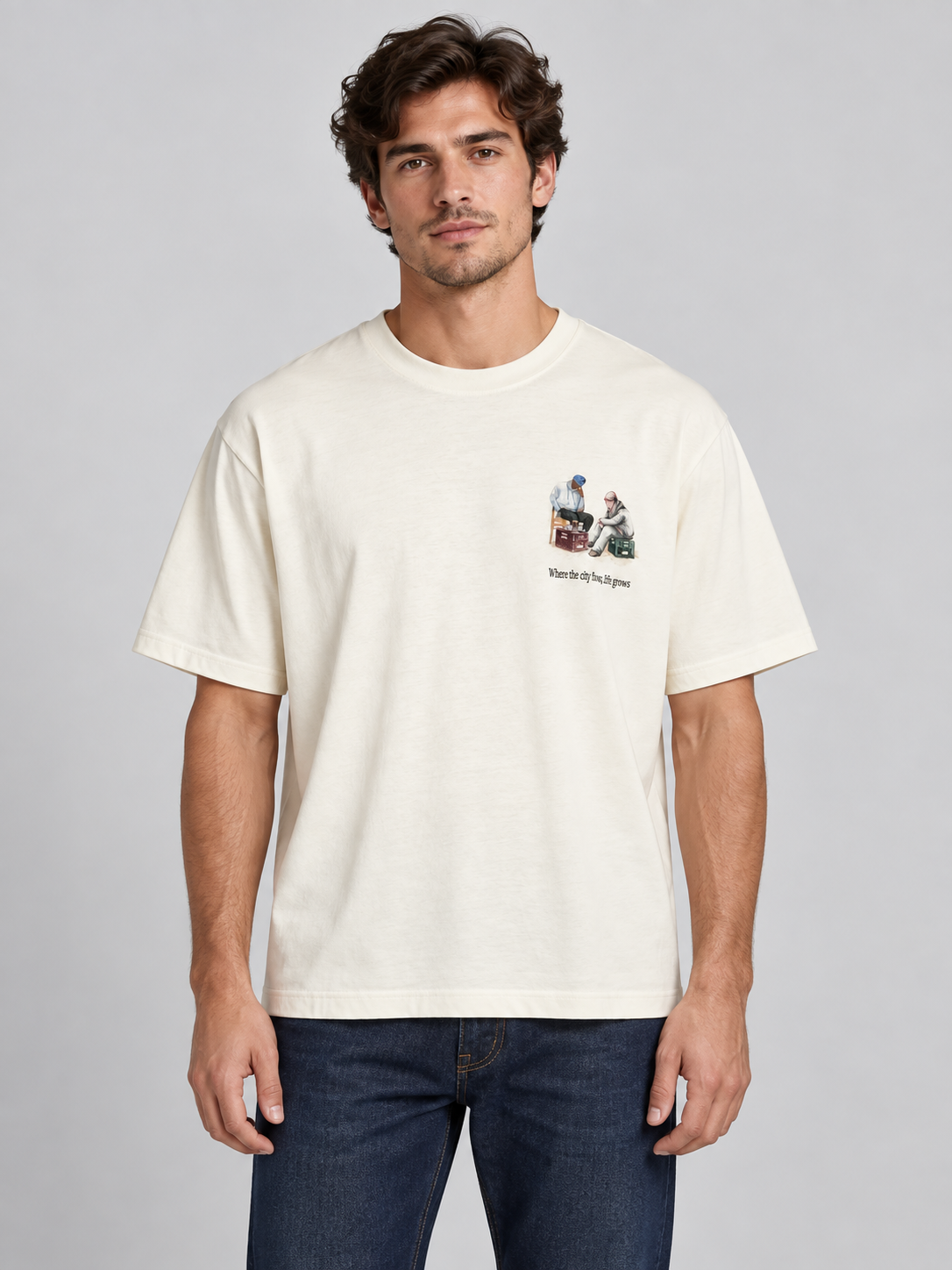 Solid Wynn T-skjorte Off White – AI-generert modellbilde basert på produktfoto