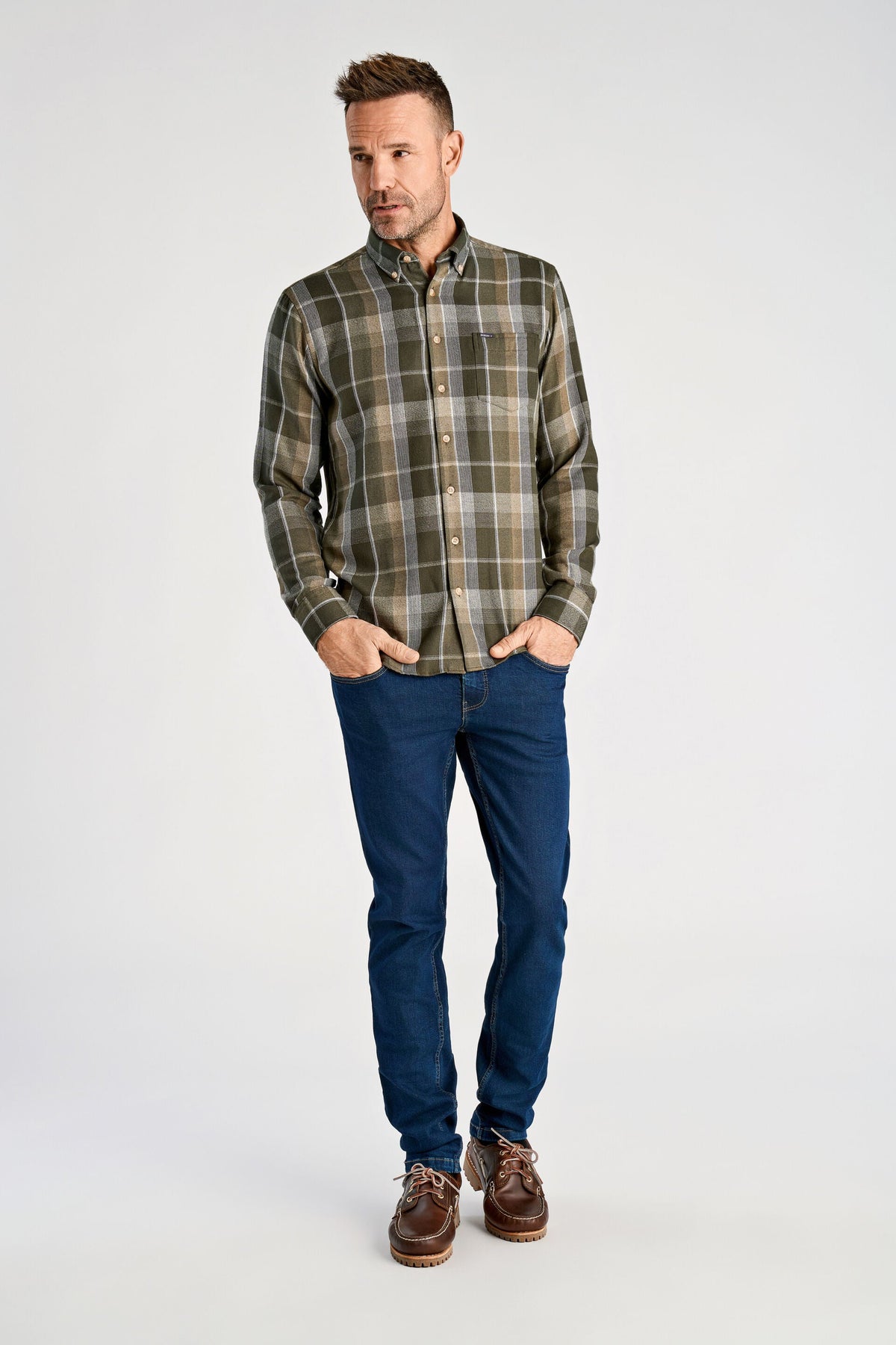 Bison Casual Shirt Dark Army Check – produktbilde 1