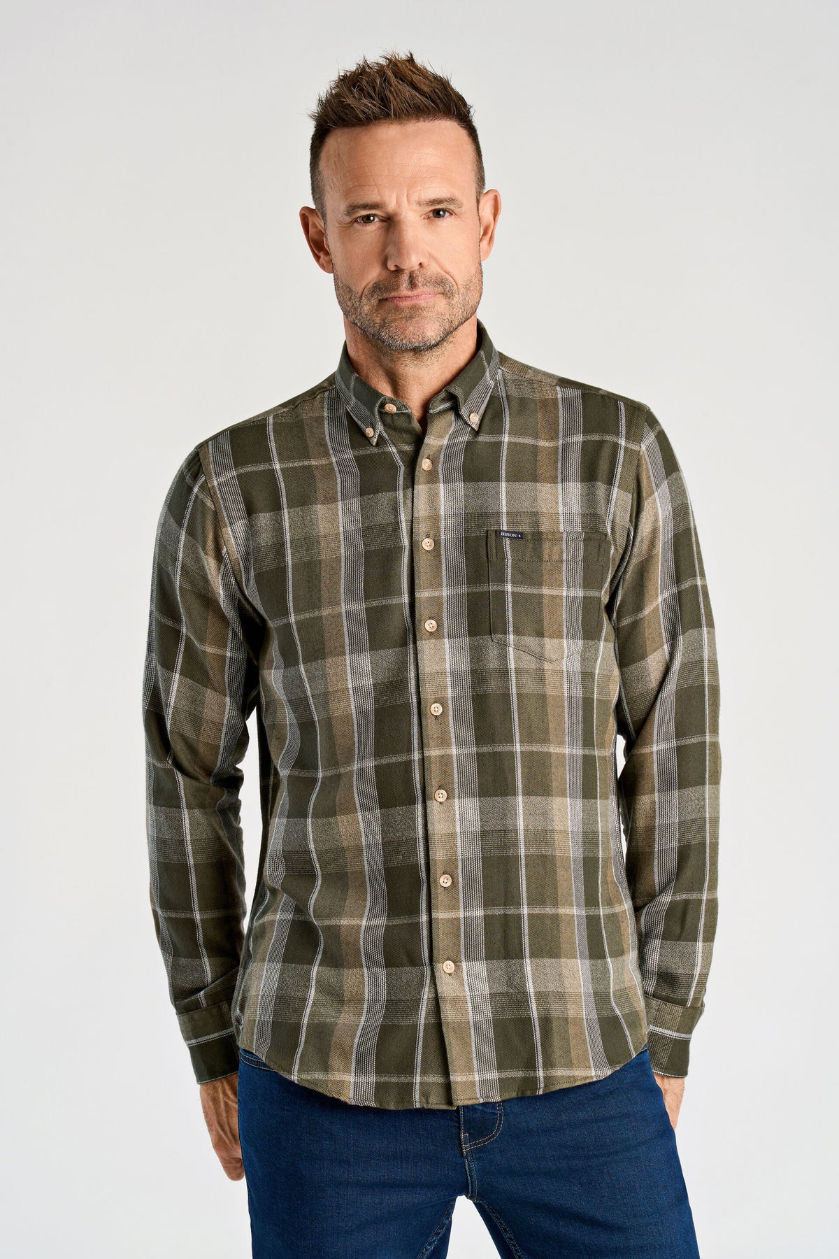 Bison Casual Shirt Dark Army Check – produktbilde 2