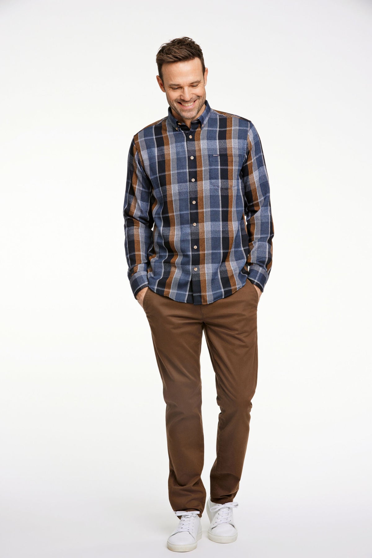 Bison Casual Shirt Navy Check – produktbilde 1