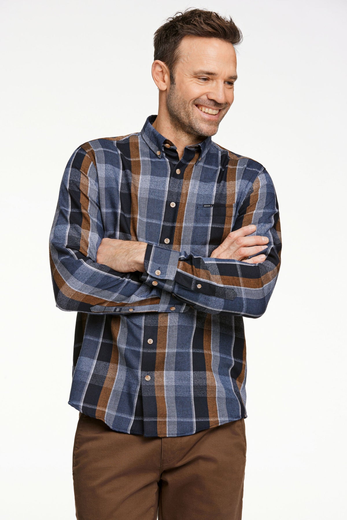 Bison Casual Shirt Navy Check – produktbilde 2