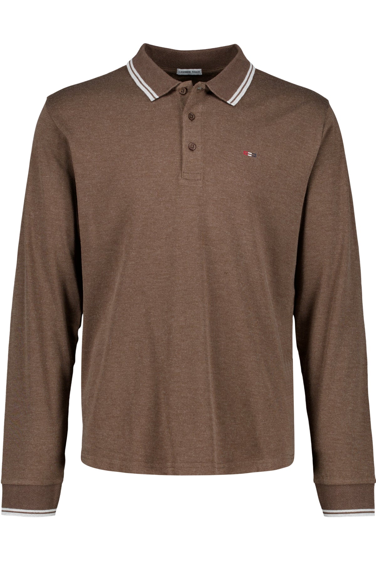 Bison Polo Shirt LS Brown Melange – bilde 1
