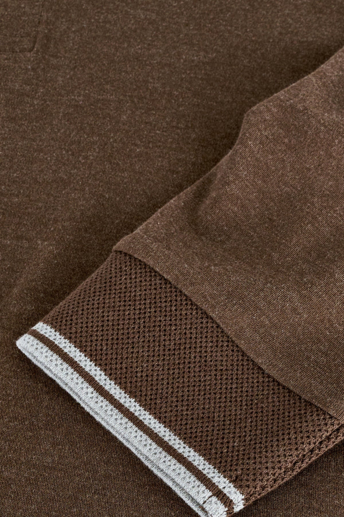 Bison Polo Shirt LS Brown Melange – bilde 4