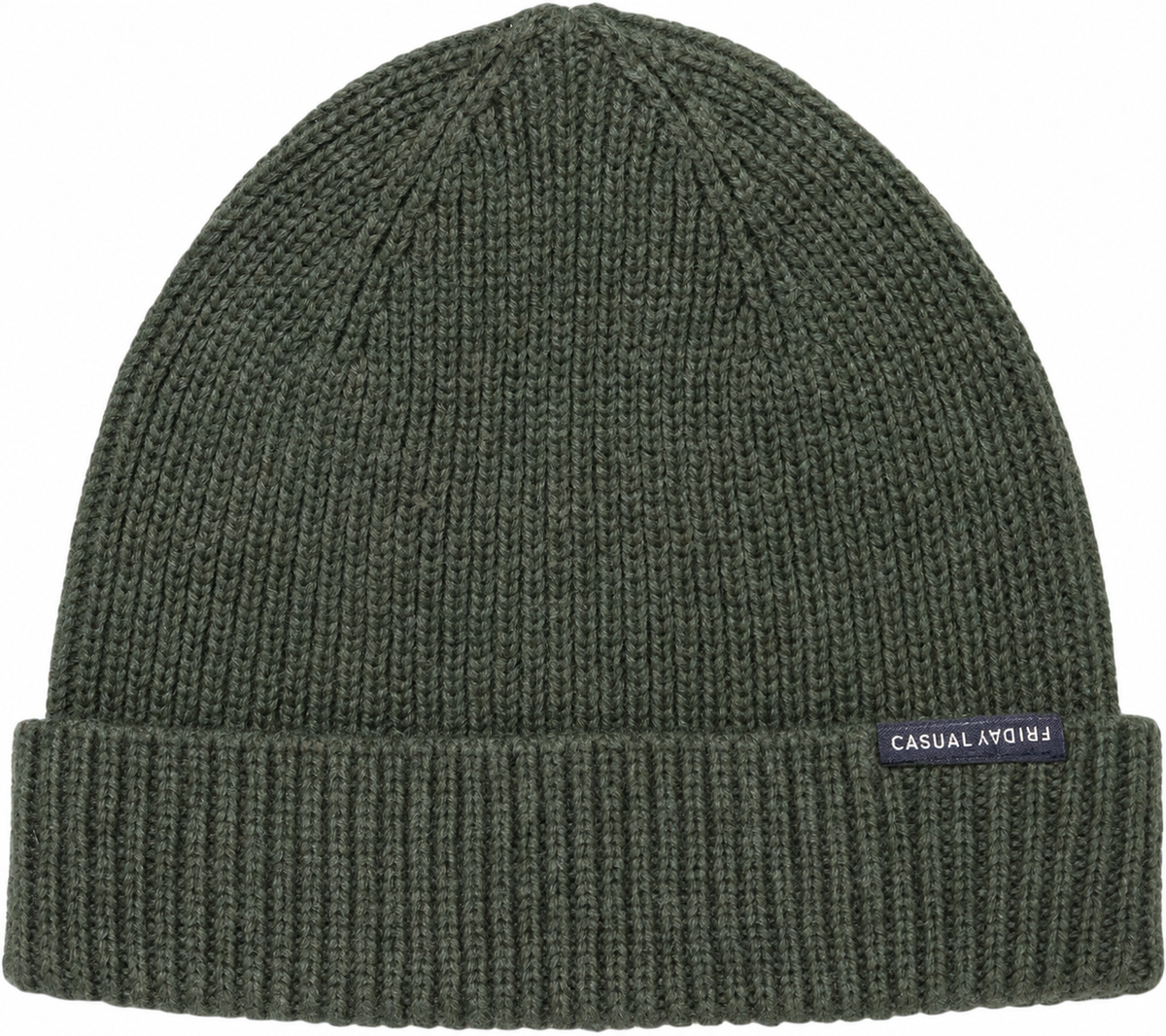 Casual Friday Alkin Rib Beanie Green Melange – produktbilde forfra