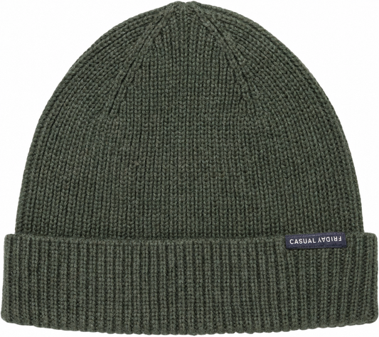 Casual Friday Alkin Rib Beanie Green Melange – produktbilde forfra
