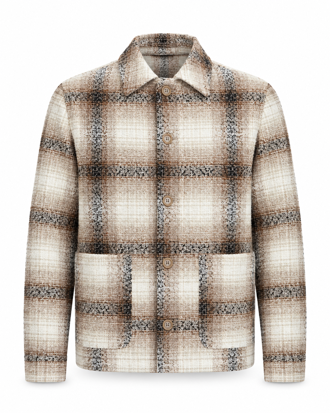 Casual Friday Cesar Jacket Brown Check – front på hvit bakgrunn