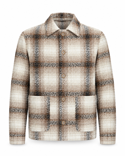 Casual Friday Cesar Jacket Brown Check – front på hvit bakgrunn