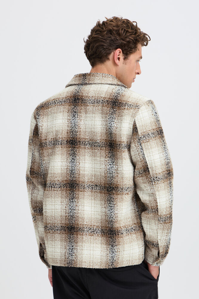 Casual Friday Cesar Jacket Brown Check – nærmeste dokumenterte farge: Simple Taupe – produktbilde 2