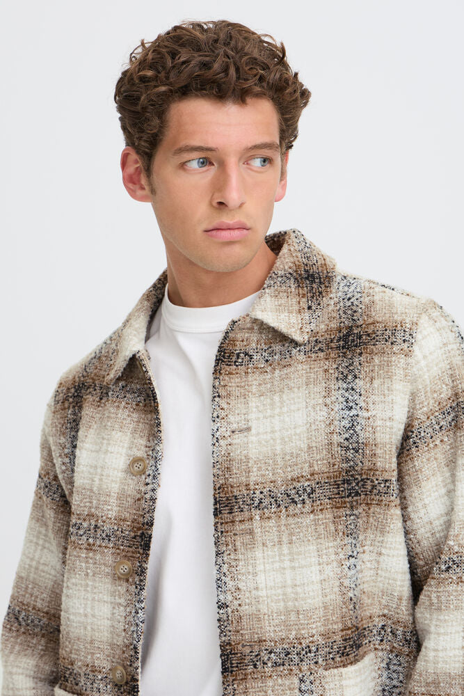 Casual Friday Cesar Jacket Brown Check – nærmeste dokumenterte farge: Simple Taupe – produktbilde 3