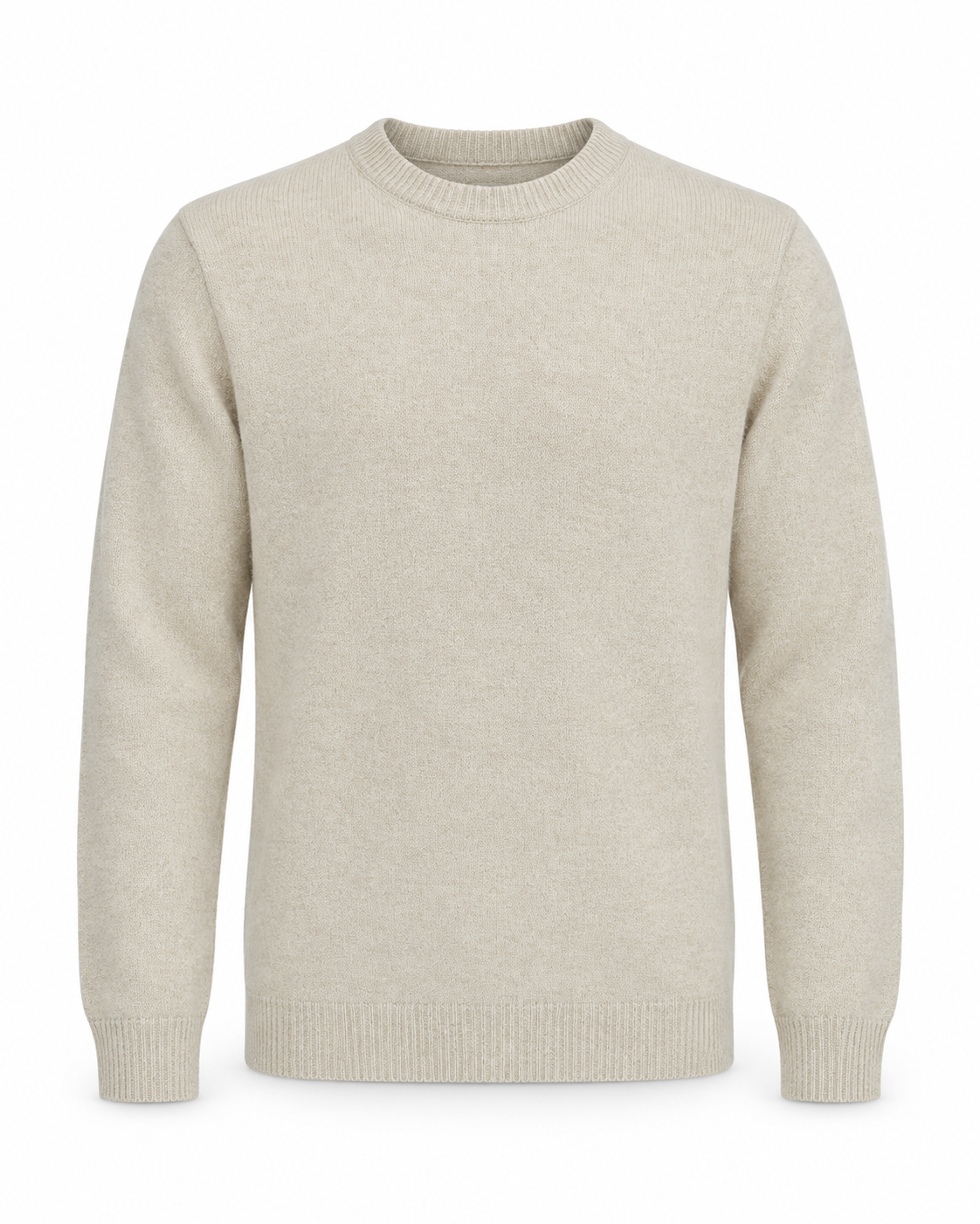 Casual Friday Karl Lambswool Crew Neck Knit Sand Melange – front på hvit bakgrunn