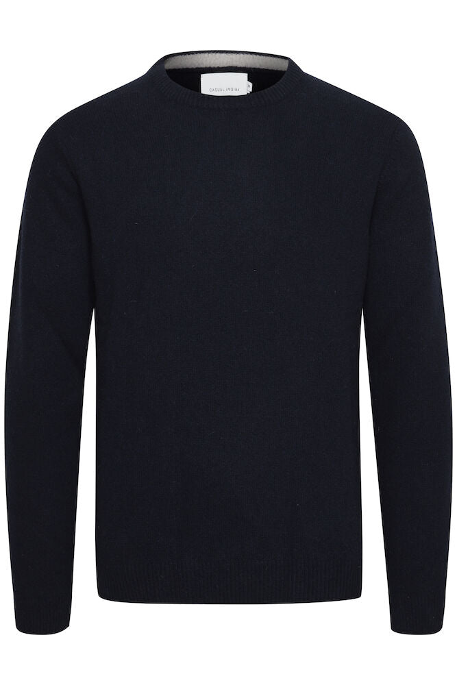 Casual Friday Karl Lambswool Crew Neck Knit Navy Melange – nærmeste dokumenterte farge: Navy Blazer – produktbilde 2