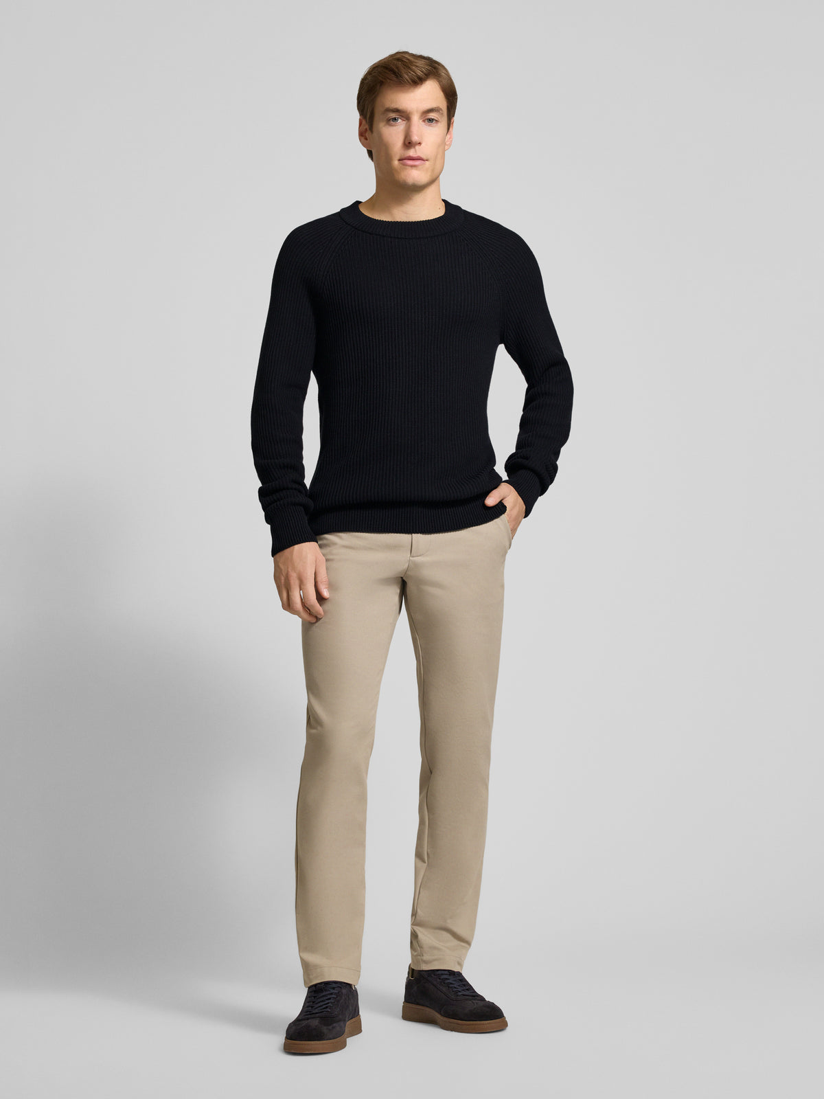 Casual Friday Kristian Raglan Rib Crew Neck Navy – produktbilde 1