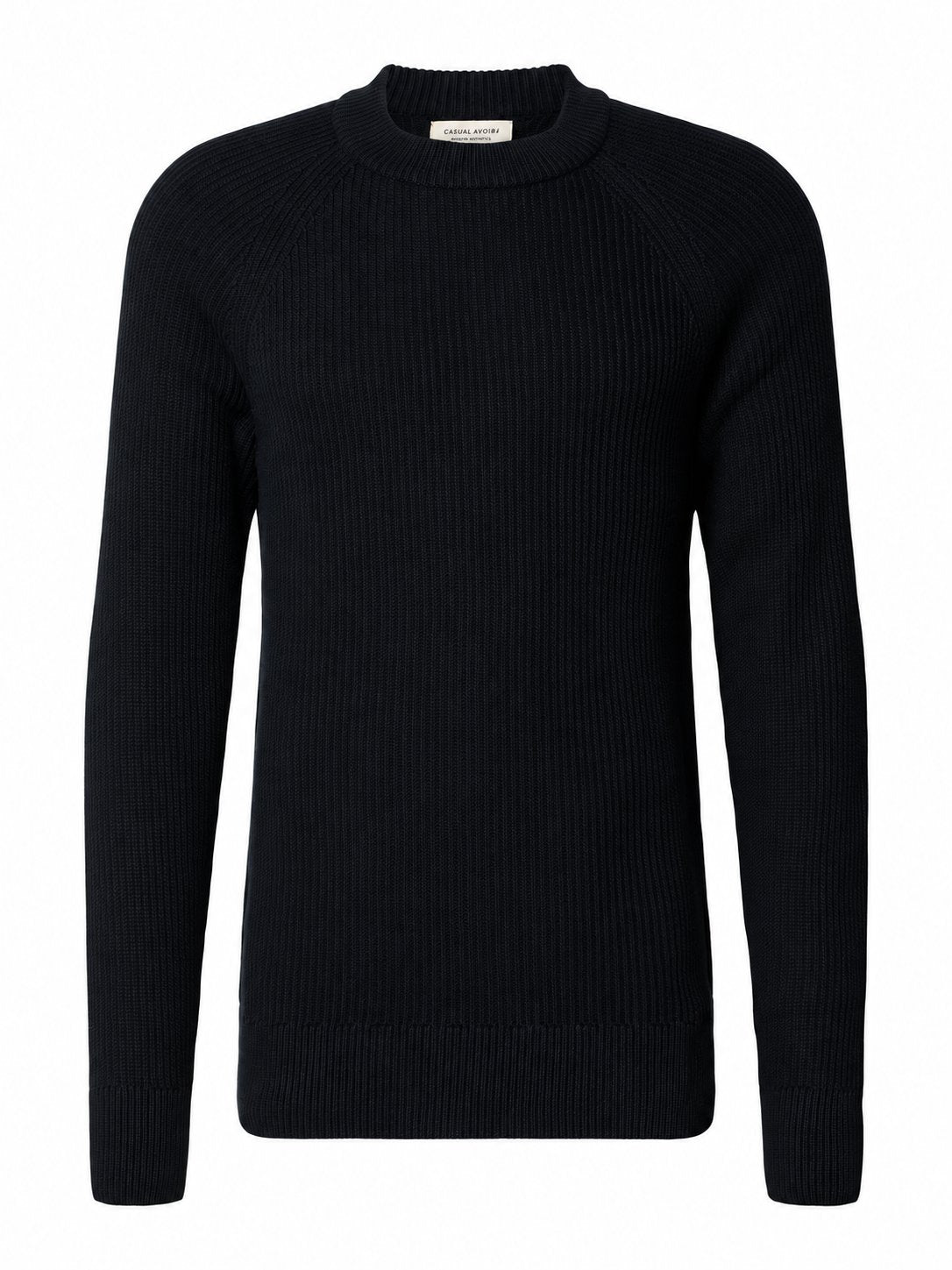 Casual Friday Kristian Raglan Rib Crew Neck Navy – produktbilde på hvit bakgrunn