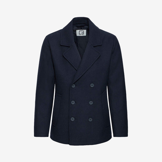 Casual Friday Mets dobbeltspent ullblandingsjakke mørk marine – produktbilde
