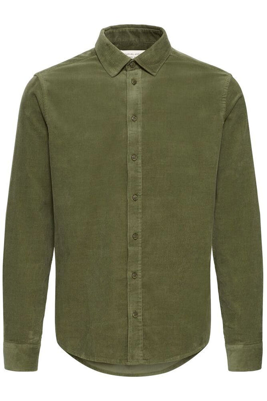 Casual Friday Reims Baby Cord Shirt Army – nærmeste dokumenterte farge: Burnt Olive – produktbilde 1