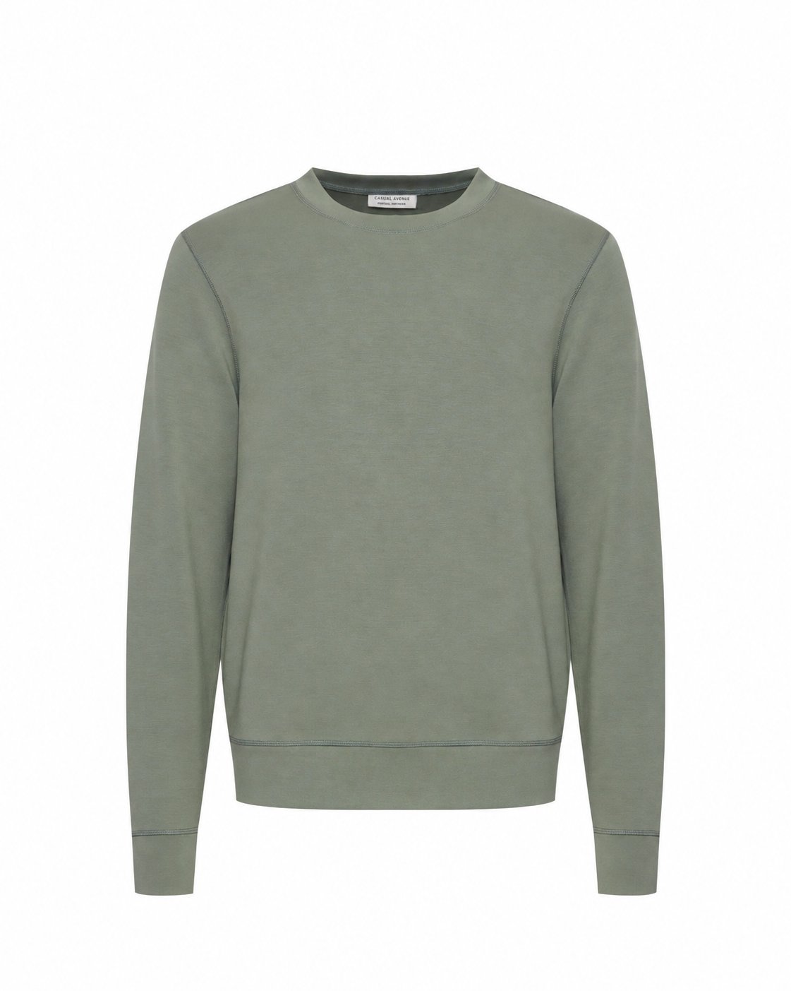 Casual Friday Sebastian Crew Neck Swe Army Green – produktbilde på hvit bakgrunn