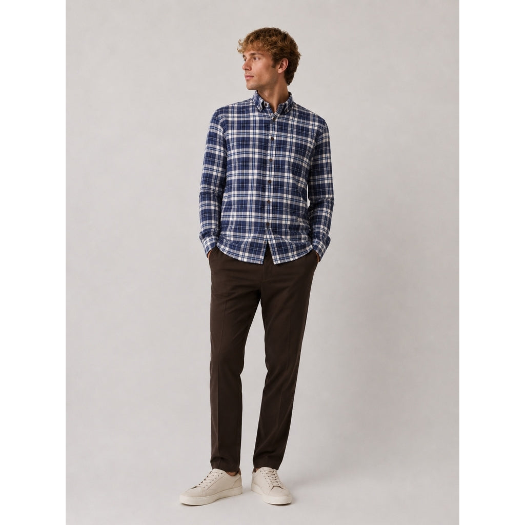 Clean Cut Eske flanellskjorte Navy/Dusty Blue – helfigur