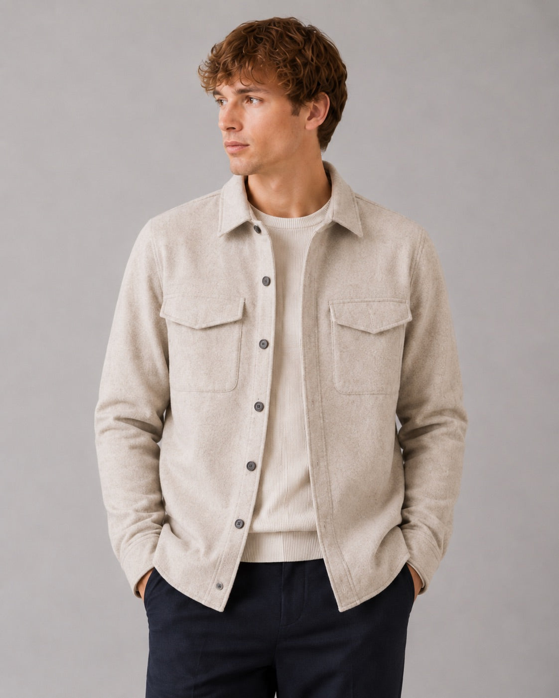 Clean Cut Copenhagen Ditlev Overshirt Ecru – bilde 1