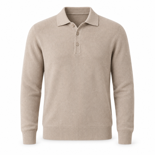 Clean Cut Copenhagen Mario Polo Knit Ecru Melange – produktbilde