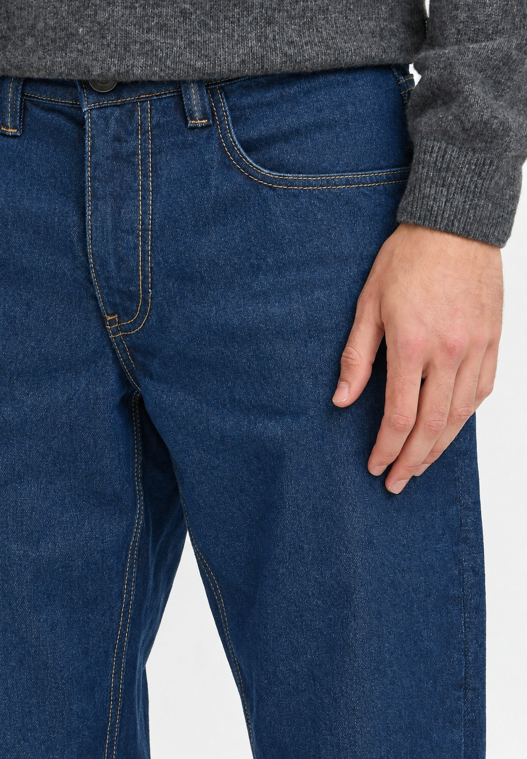 Casual Friday Karup jeans i dyp middelblå – detalj