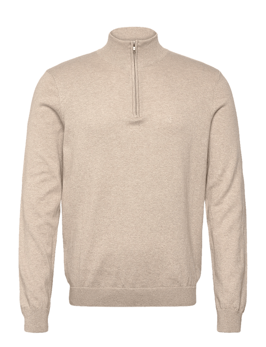 Clean Cut Copenhagen Claude Half-Zip Knit Ecru Melange – produktbilde forfra
